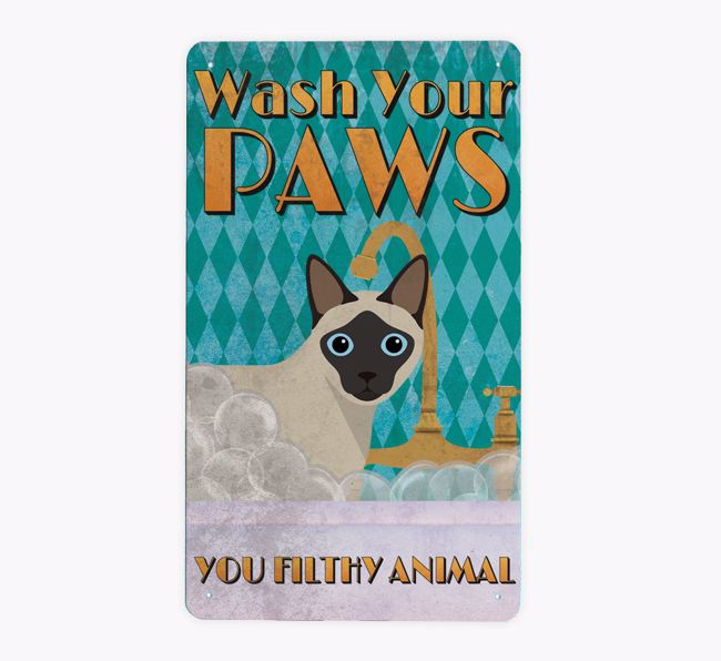 Wash Your Paws: Personalised {breedCommonName} Metal Sign