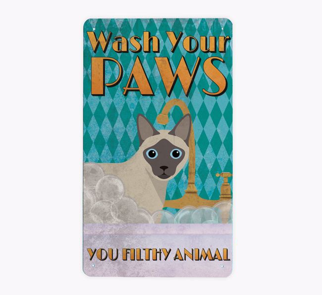 Wash Your Paws: Personalised {breedCommonName} Metal Sign