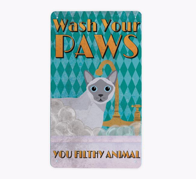 Wash Your Paws: Personalised {breedCommonName} Metal Sign