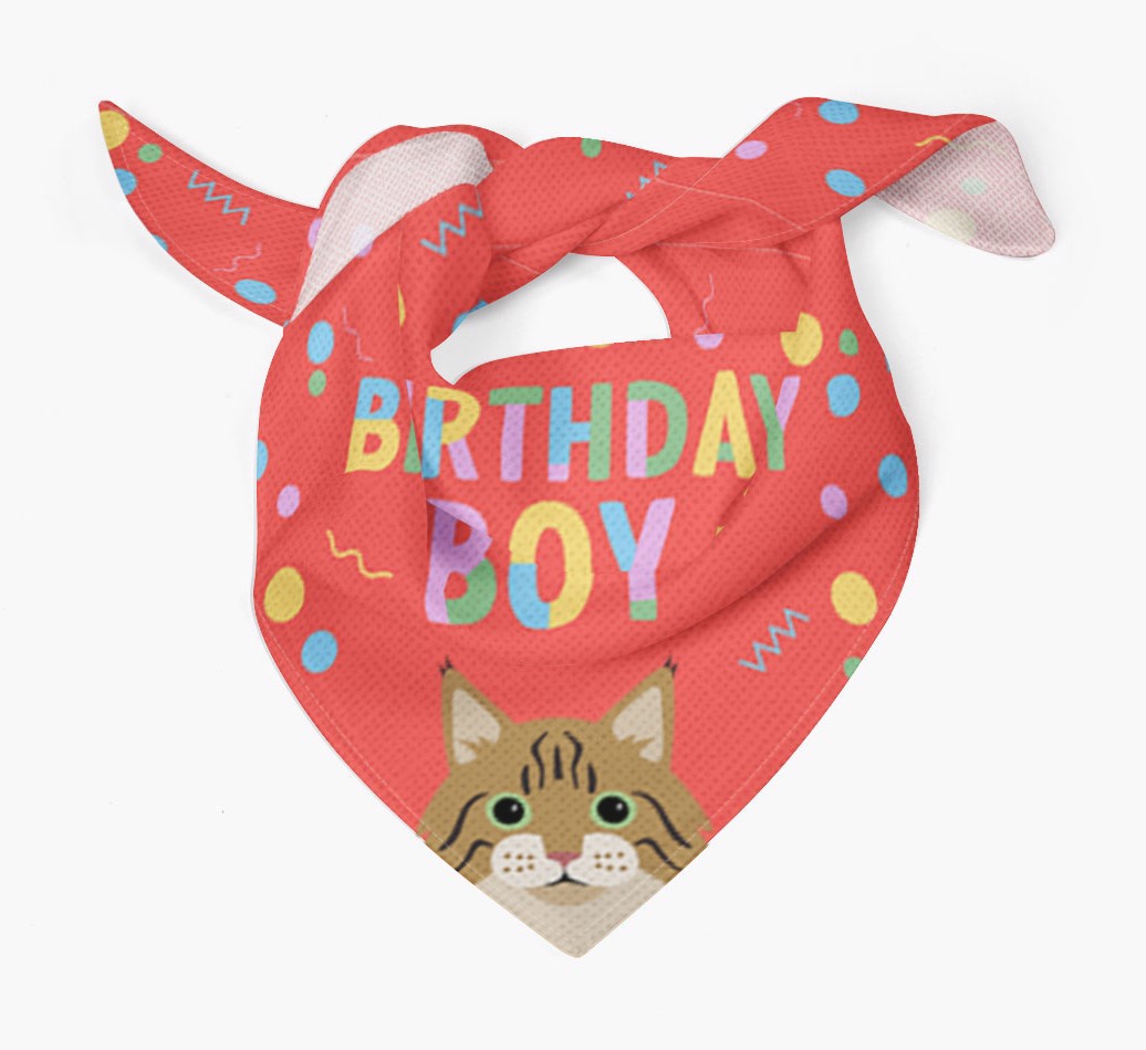 Birthday Boy: Personalised {breedCommonName} Bandana - Tied