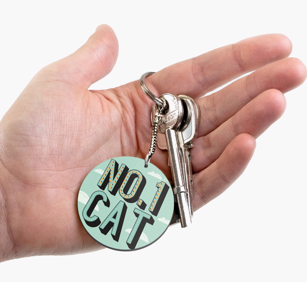 No.1 Cat: Personalized Double-Sided Keyring
