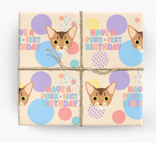 Have a Purrfect Birthday : Personalized {breedCommonName} Wrapping Paper