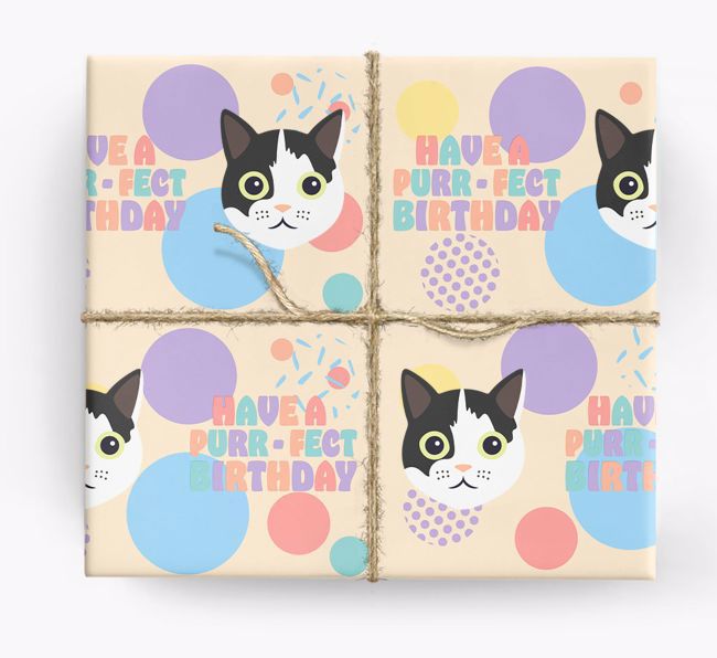 Have a Purrfect Birthday: Personalised {breedCommonName} Wrapping Paper