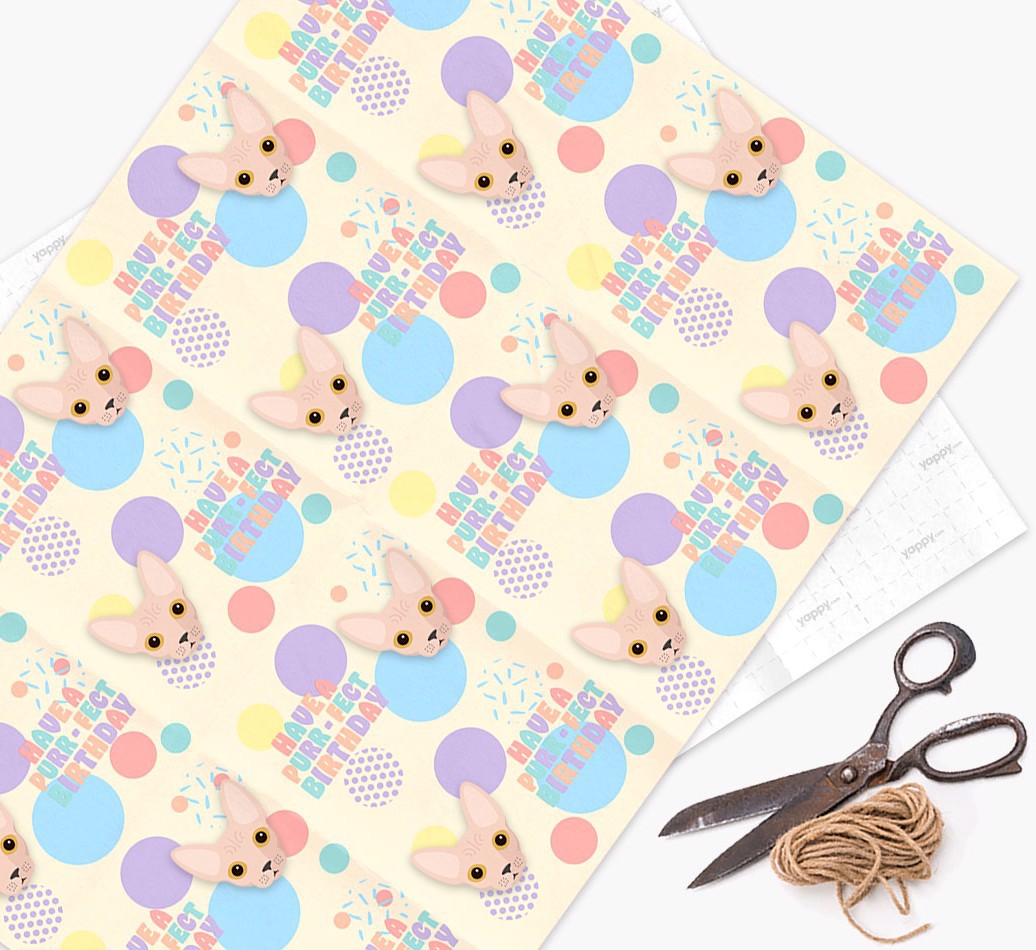 Have a Purrfect Birthday : Personalised {breedFullName} Wrapping Paper