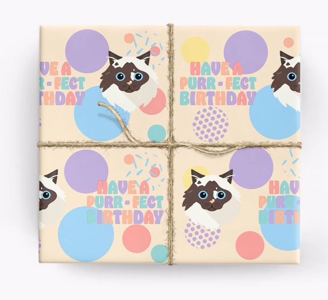 Have a Purrfect Birthday: Personalised {breedCommonName} Wrapping Paper