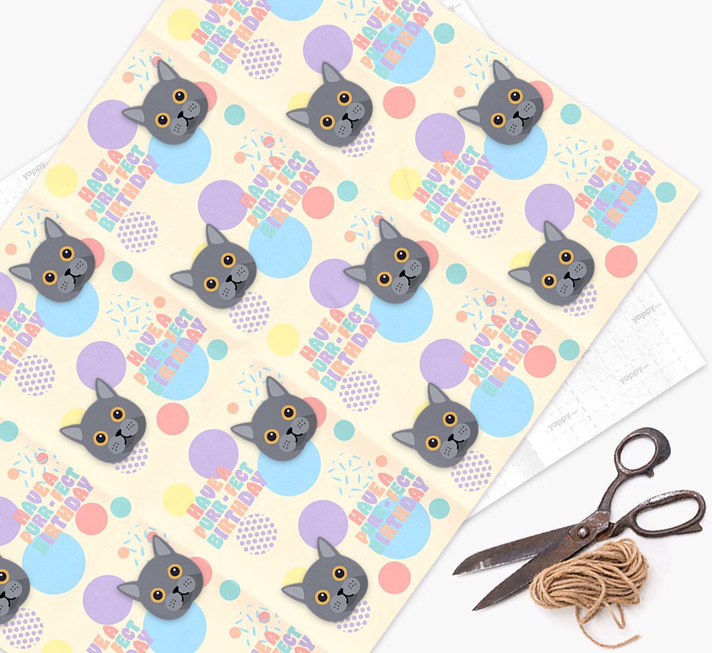 Have a Purrfect Birthday : Personalised {breedFullName} Wrapping Paper