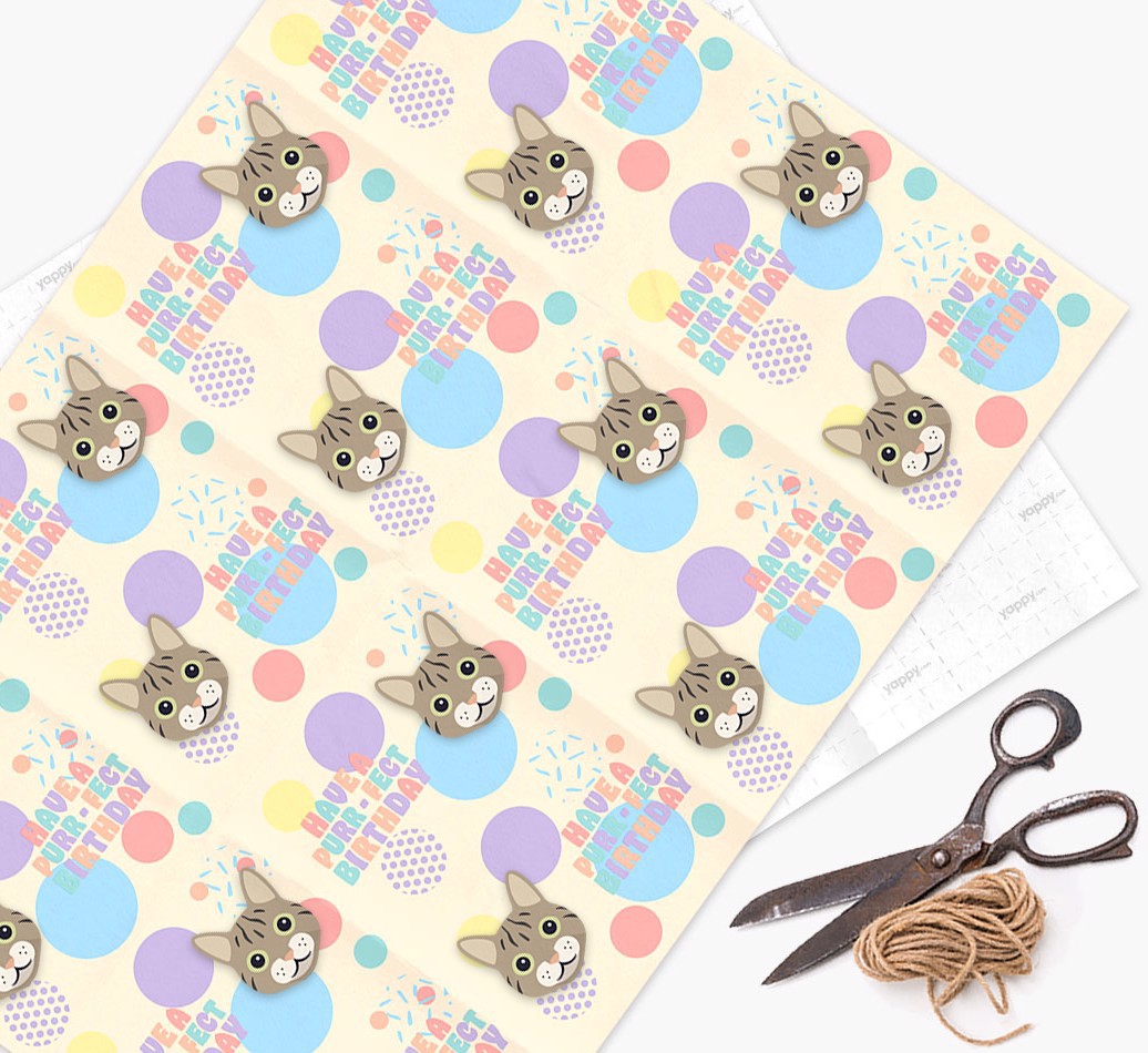 Have a Purrfect Birthday : Personalized {breedFullName} Wrapping Paper