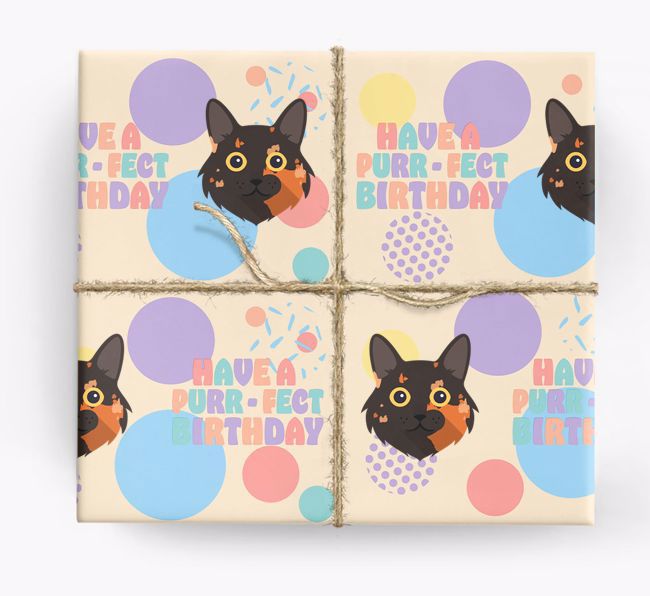 Have a Purrfect Birthday : Personalized {breedCommonName} Wrapping Paper