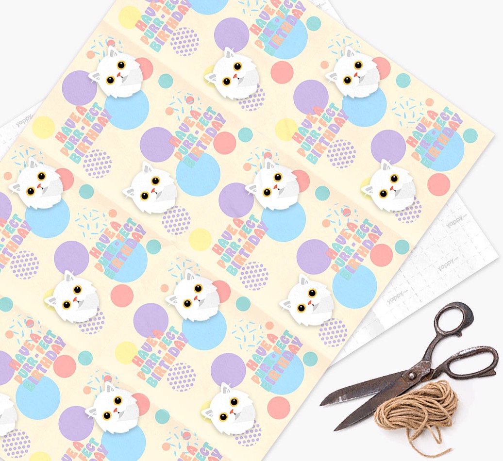 Have a Purrfect Birthday : Personalized {breedFullName} Wrapping Paper