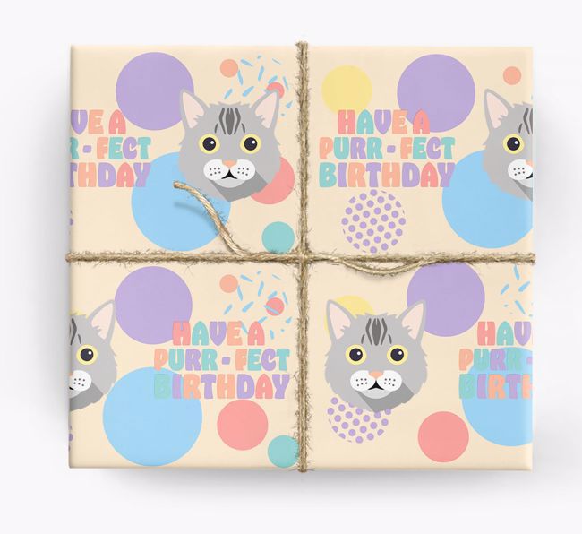 Have a Purrfect Birthday : Personalized {breedCommonName} Wrapping Paper