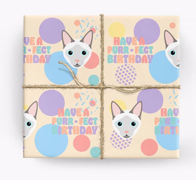 Have a Purrfect Birthday : Personalized {breedCommonName} Wrapping Paper