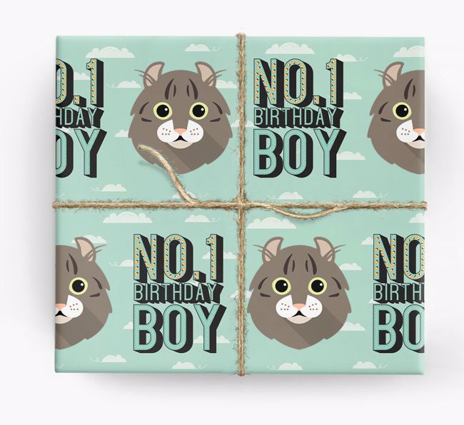 Number One Boy: Personalized {breedCommonName} Wrapping Paper