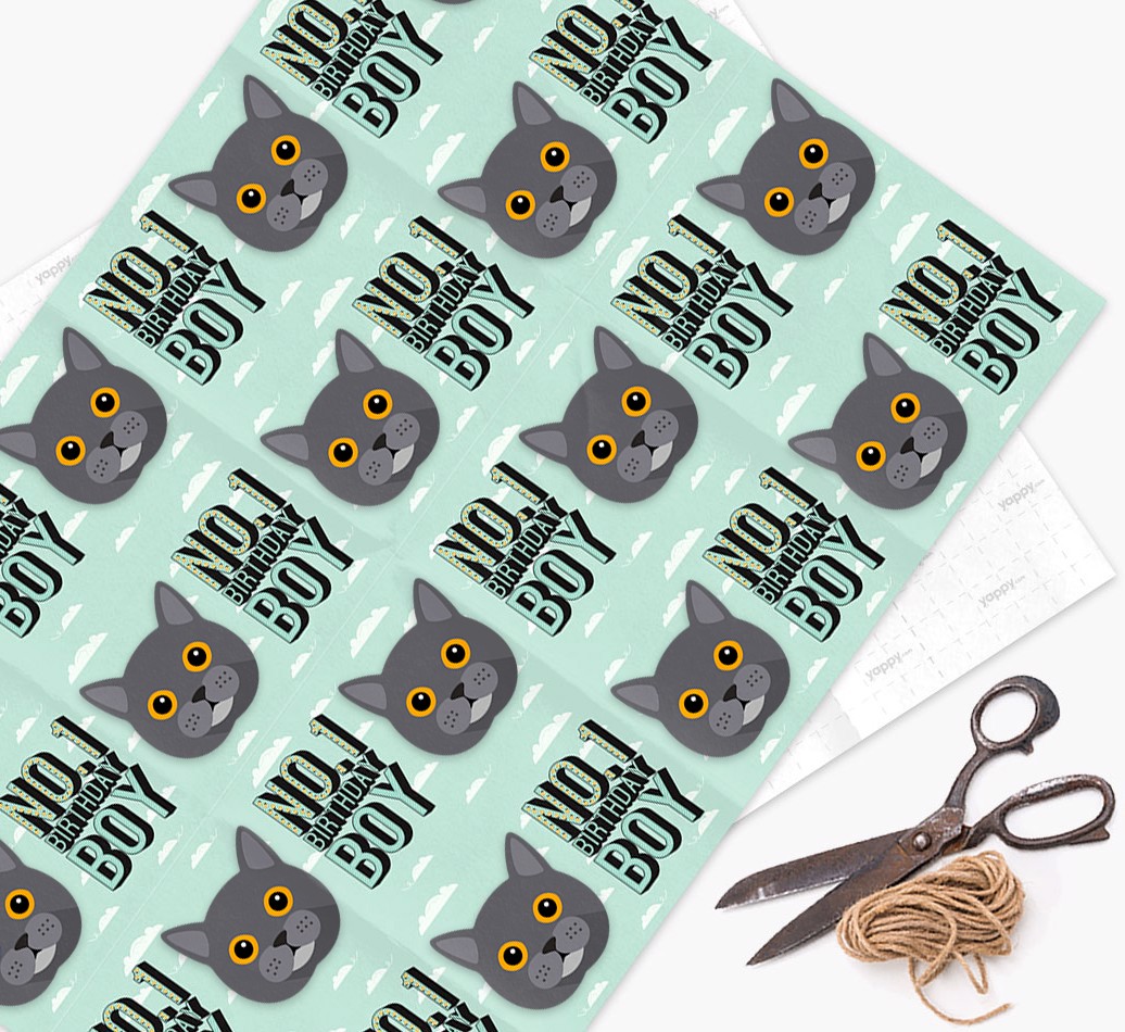 Number One Boy : Personalised {breedFullName} Wrapping Paper