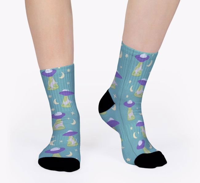 UFO Cat Abduction: Personalized {breedFullName} Socks