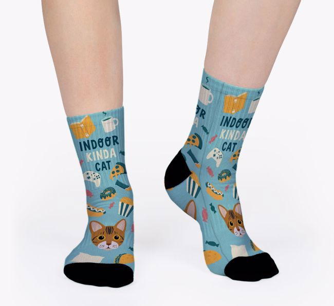 Indoor Kinda Cat: Personalized {breedCommonName} Socks 