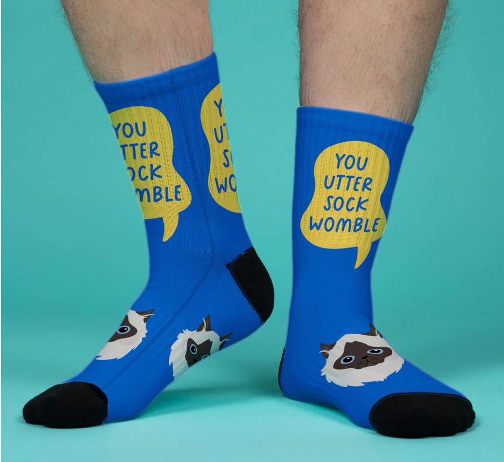You Utter Sock Womble: Personalised {breedFullName} Socks - men's feet on mint background