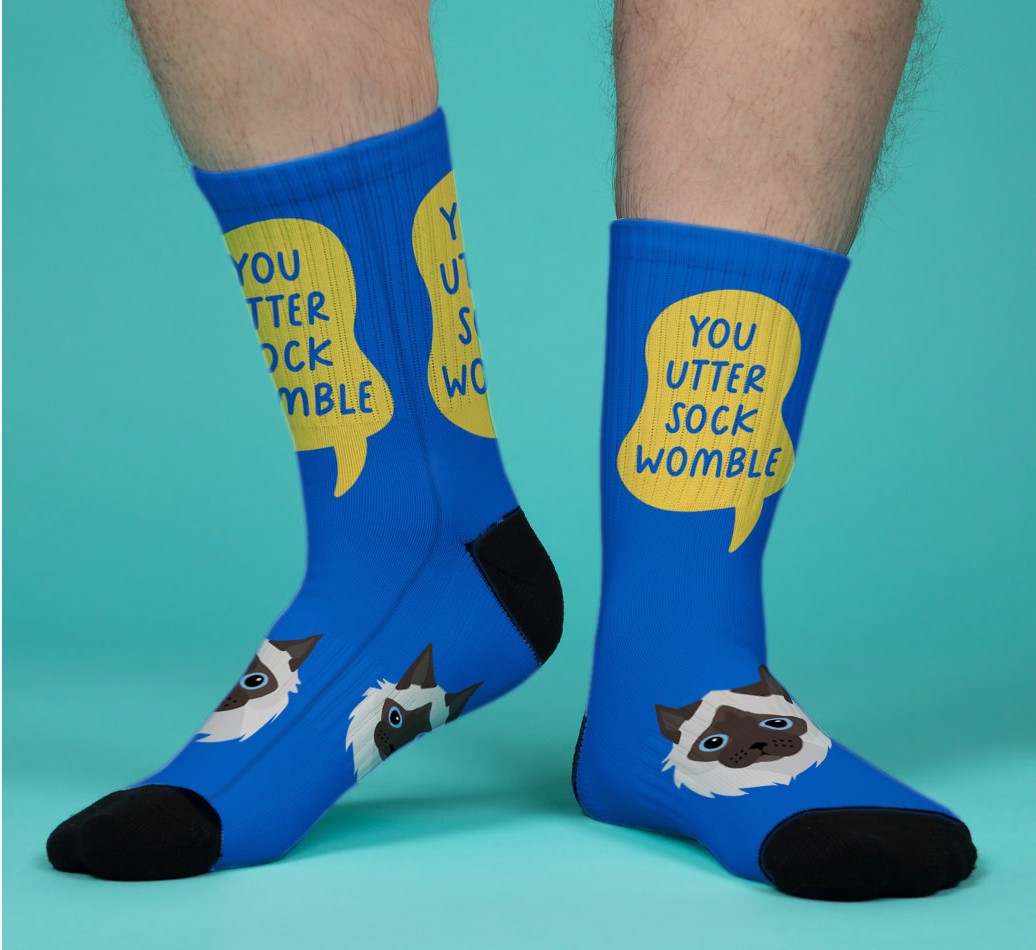 You Utter Sock Womble: Personalised {breedFullName} Socks - men's feet on mint background