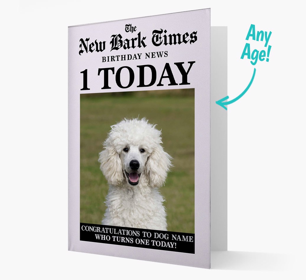 The New Bark Times - Personalised {breedFullName} Photo Upload Card with Age