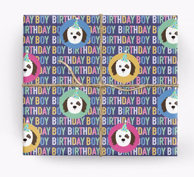 Birthday Boy: Personalised {breedFullName} Wrapping Paper