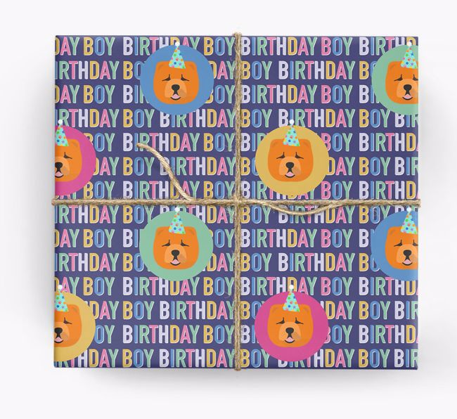 Birthday Boy: Personalised {breedFullName} Wrapping Paper