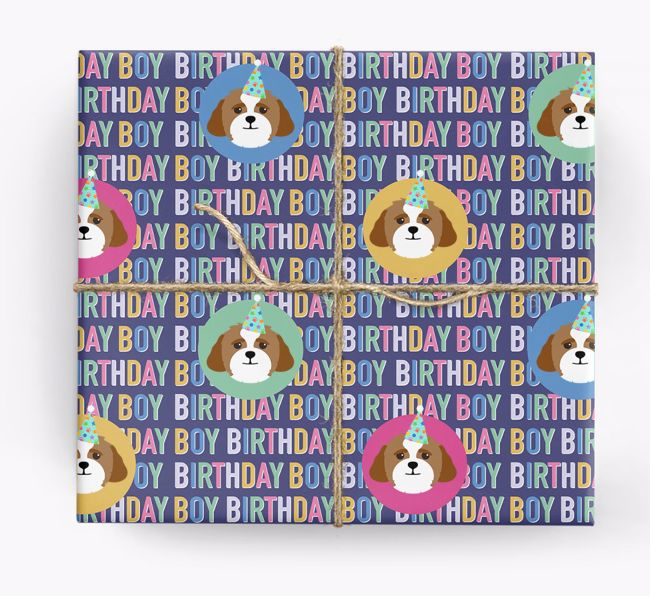 Birthday Boy: Personalized {breedFullName} Wrapping Paper