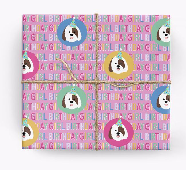 Birthday Girl: Personalised {breedFullName} Wrapping Paper