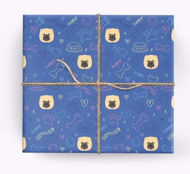 Dog Treats Pattern: Personalized {breedFullName} Wrapping Paper