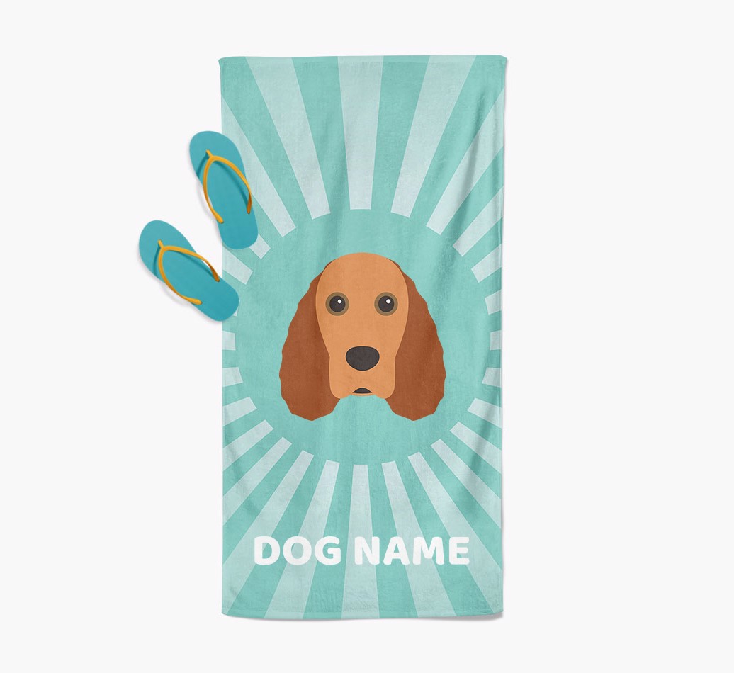'Rays' - Personalized {breedFullName} Towel - with flip flops
