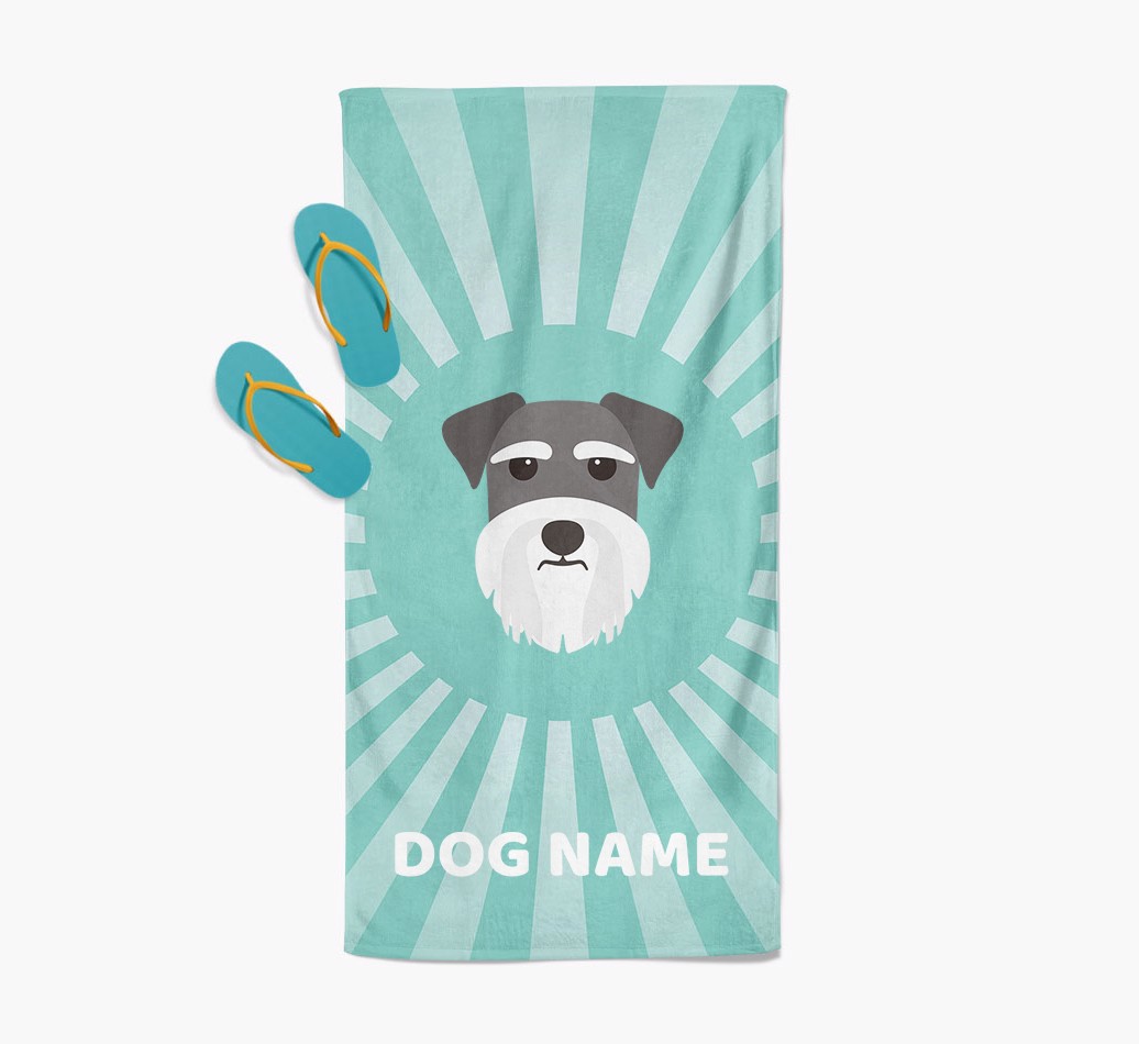 'Rays' Personalised {breedFullName} Towel - with flip flops