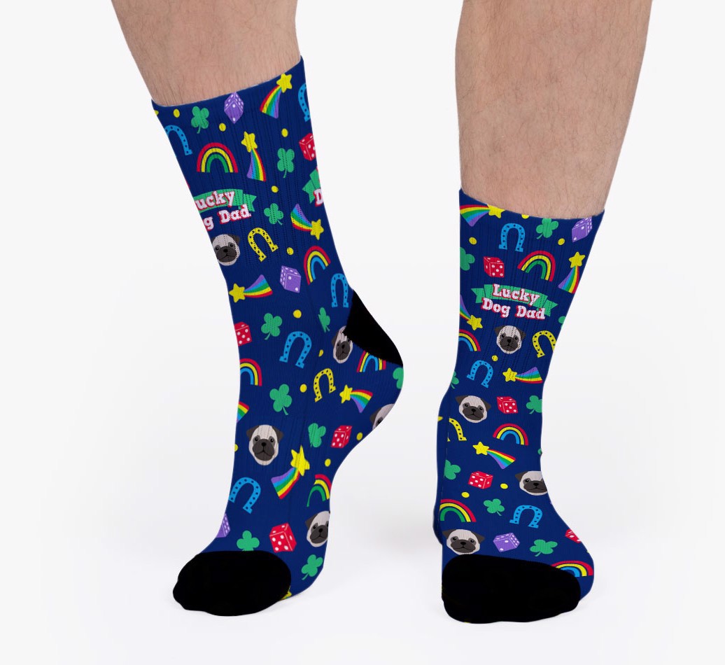 Lucky Dog Dad: Personalized {breedFullName} Socks - man's socks