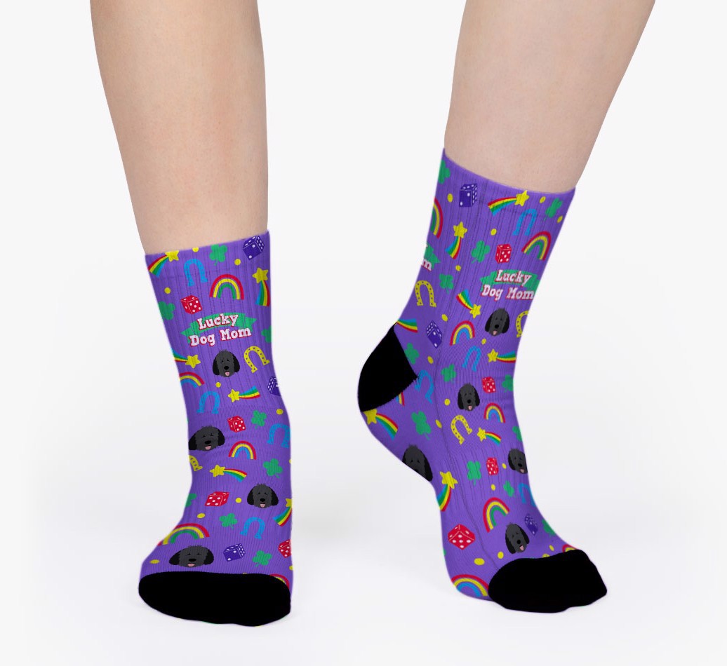 Lucky Dog Mom: Personalized {breedFullName} Socks - woman's socks