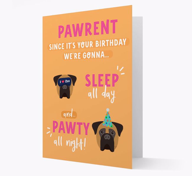 Sleep All Day, Pawty All Night: Personalised Card with {breedFullName} Icon