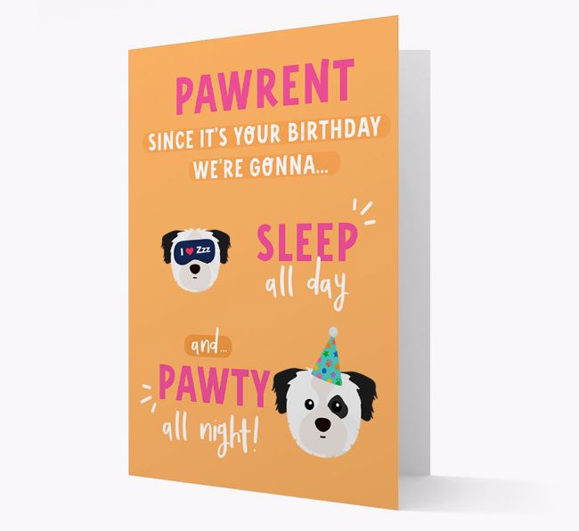 Sleep All Day, Pawty All Night: Personalised Card with {breedFullName} Icon