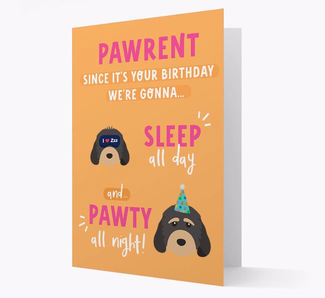 Sleep All Day, Pawty All Night: Personalised Card with {breedFullName} Icon