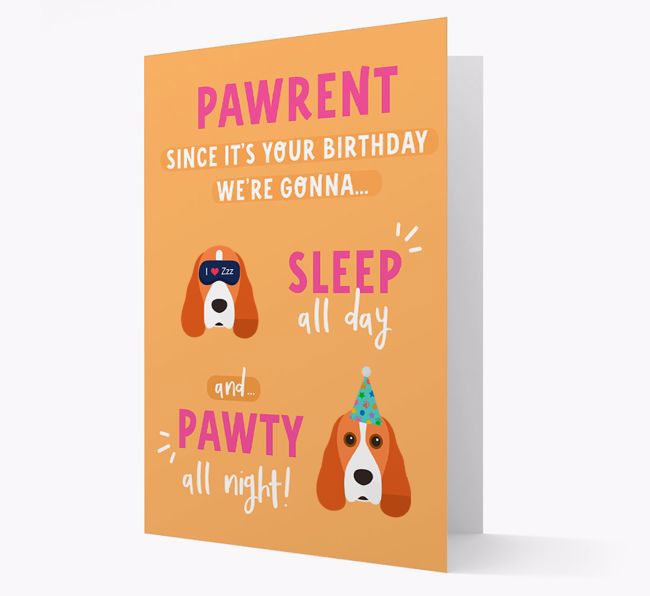 Sleep All Day, Pawty All Night: Personalized Card with {breedFullName} Icon