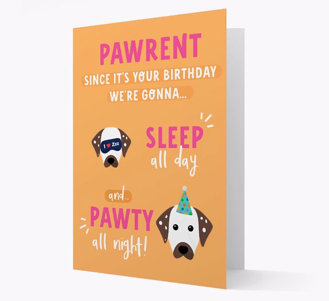 Sleep All Day, Pawty All Night: Personalised Card with {breedFullName} Icon