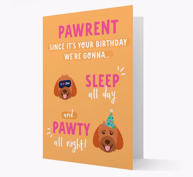 Sleep All Day, Pawty All Night: Personalised Card with {breedFullName} Icon