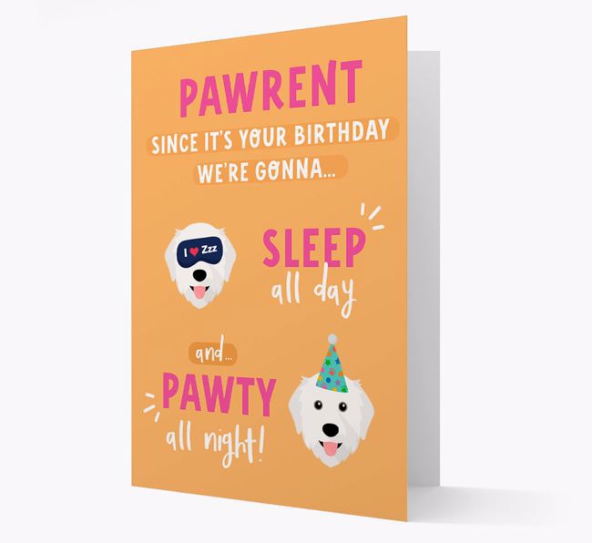 Sleep All Day, Pawty All Night: Personalized Card with {breedFullName} Icon