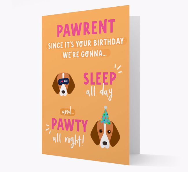 Sleep All Day, Pawty All Night: Personalised Card with {breedFullName} Icon
