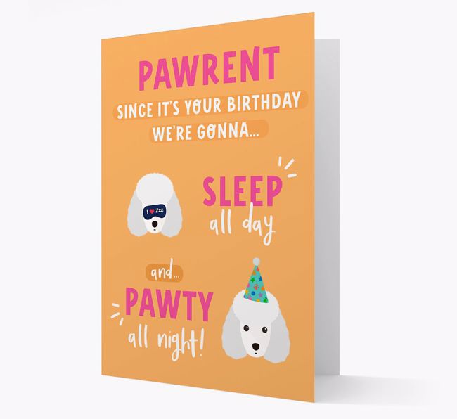 Sleep All Day, Pawty All Night: Personalised Card with {breedFullName} Icon