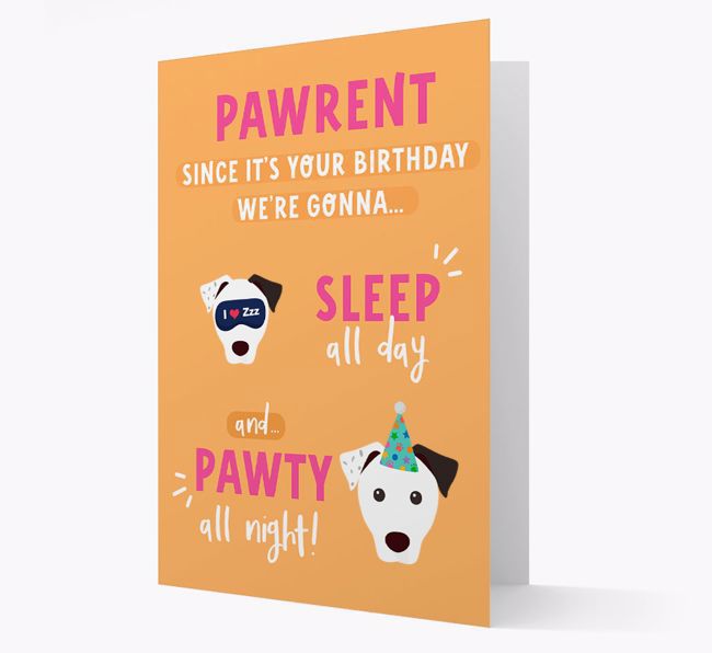 Sleep All Day, Pawty All Night: Personalised Card with {breedFullName} Icon