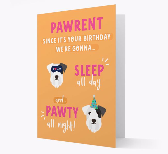 Sleep All Day, Pawty All Night: Personalized Card with {breedFullName} Icon