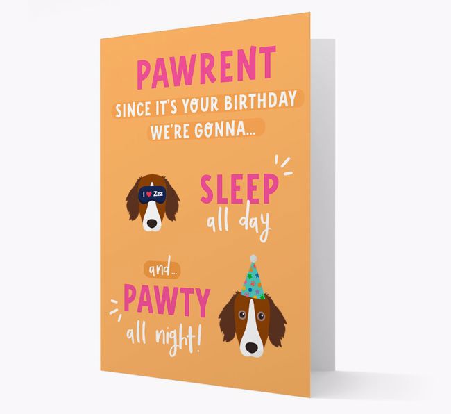 Sleep All Day, Pawty All Night: Personalised Card with {breedFullName} Icon