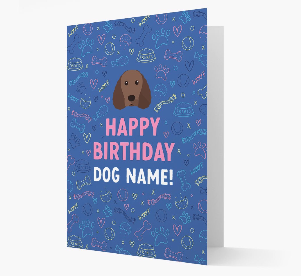 Happy Birthday Treats Pattern: Personalized {breedFullName} Card