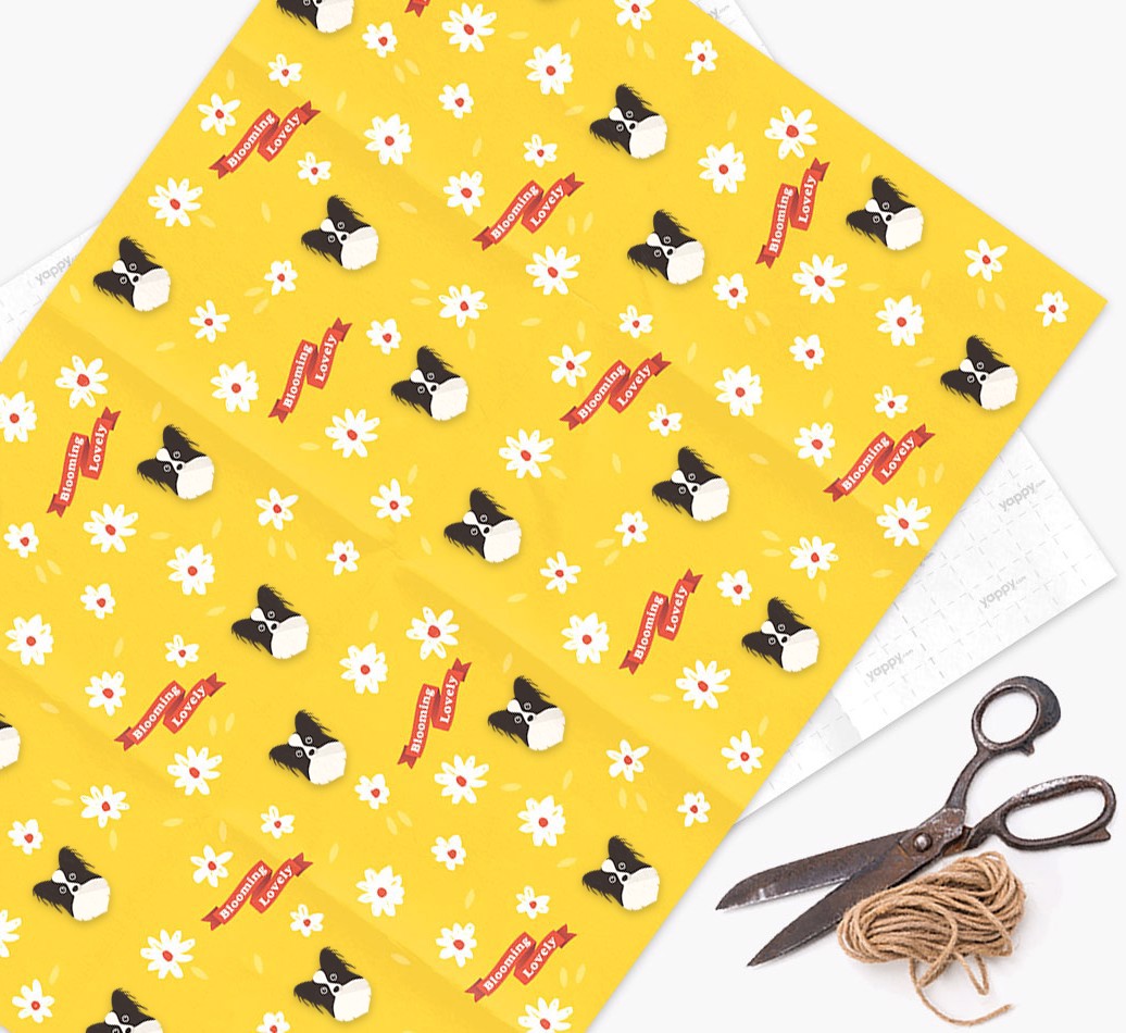 Blooming Lovely: Personalized {breedFullName} Wrapping Paper - wrapping paper, scissors and string