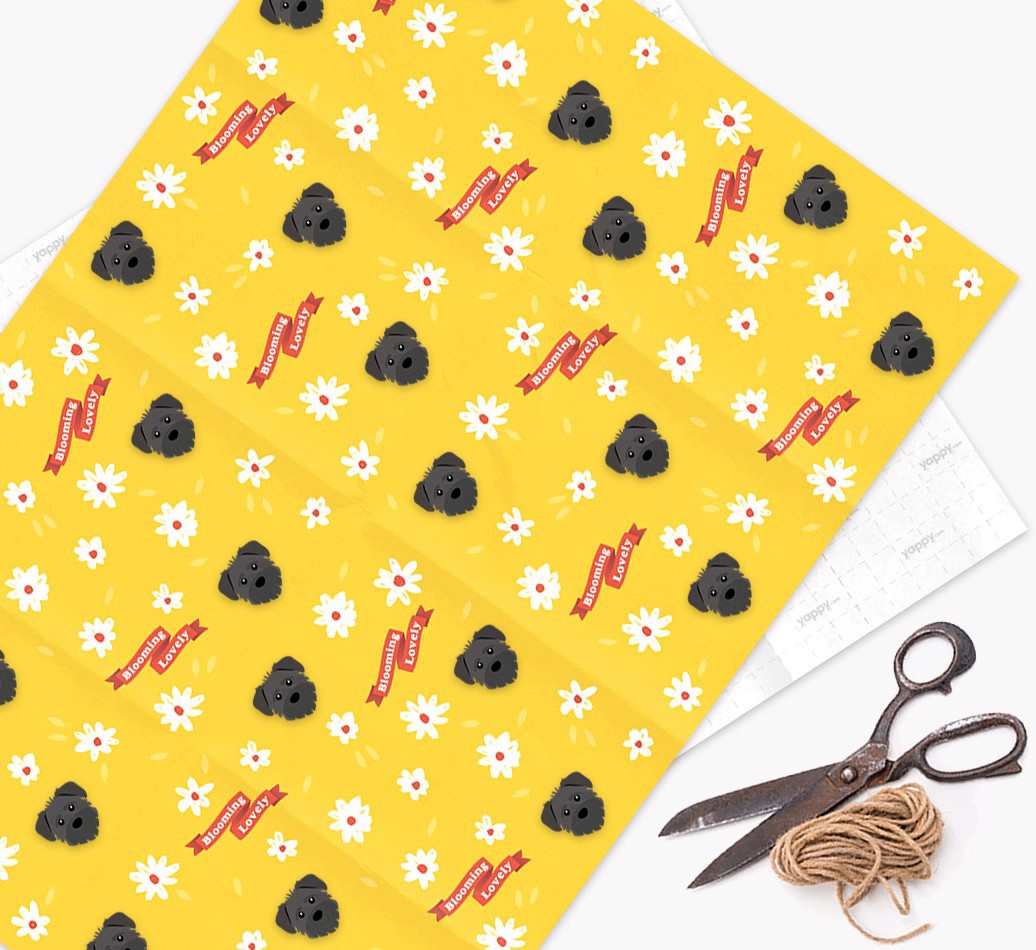 Blooming Lovely: Personalized {breedFullName} Wrapping Paper - wrapping paper, scissors and string