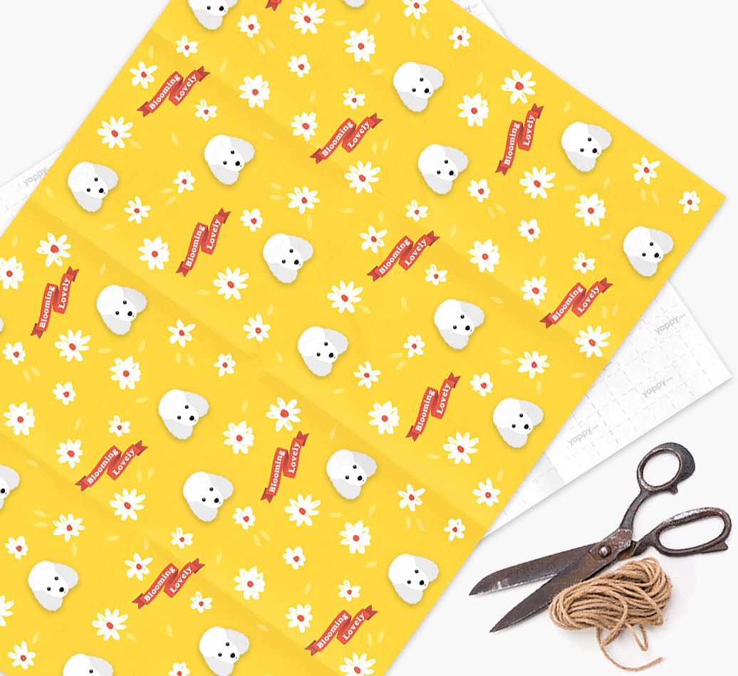 Blooming Lovely: Personalised {breedFullName} Wrapping Paper - wrapping paper, scissors and string