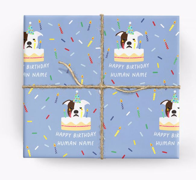 Happy Birthday Human: Personalised {breedFullName} Wrapping Paper