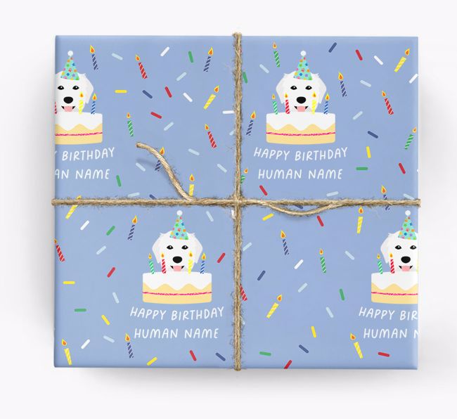 Happy Birthday Human: Personalized {breedFullName} Wrapping Paper