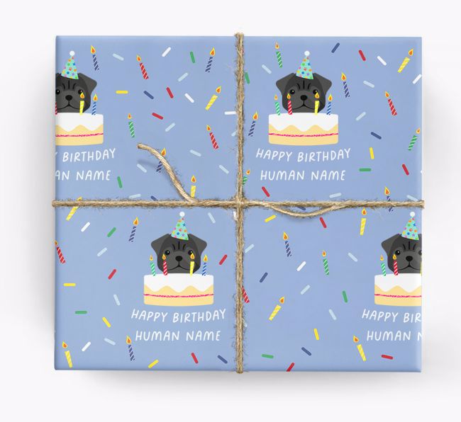 Happy Birthday Human: Personalized {breedFullName} Wrapping Paper